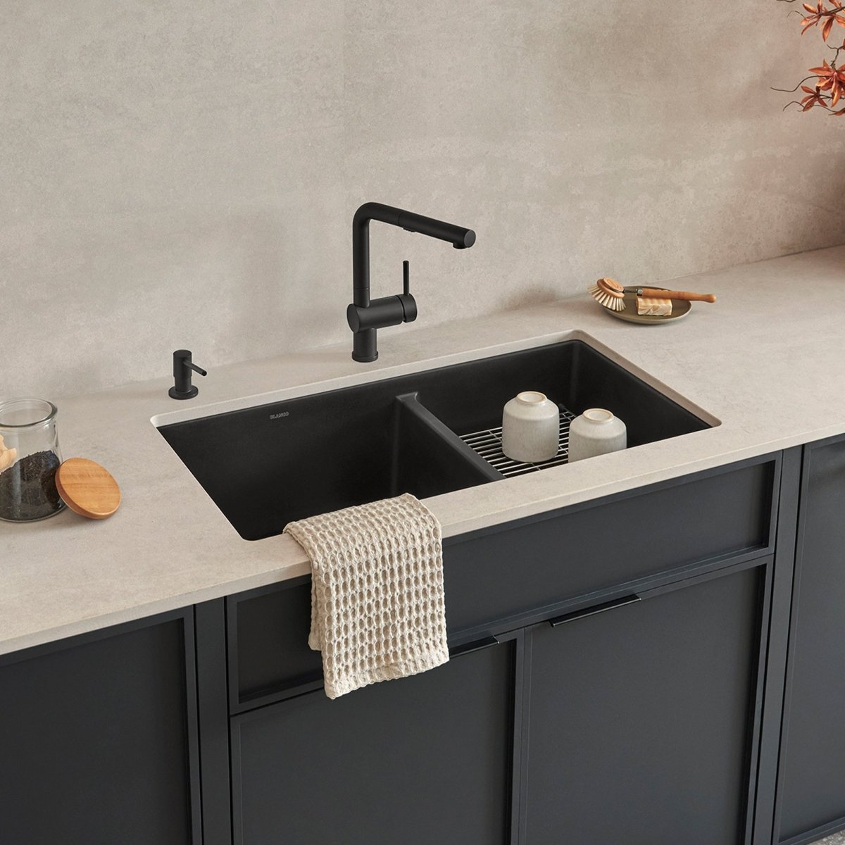 Blanco Precis 33 Inch Double Bowl Silgranit Undermount Kitchen Sink - 60/40