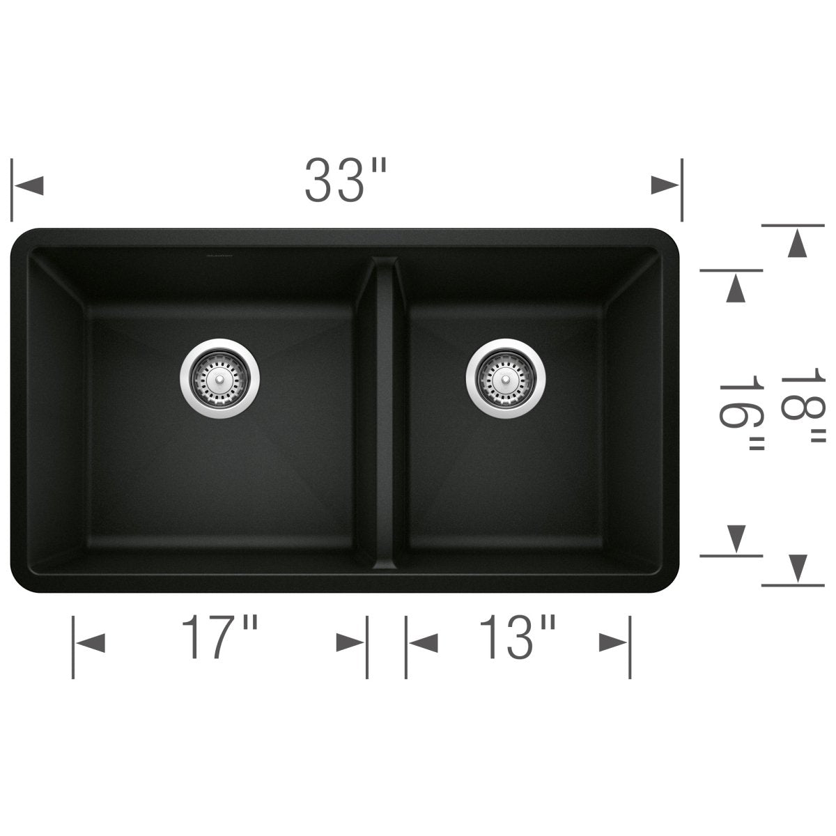 Blanco Precis 33 Inch Double Bowl Silgranit Undermount Kitchen Sink - 60/40