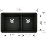 Blanco Precis 33 Inch Double Bowl Silgranit Undermount Kitchen Sink - 60/40