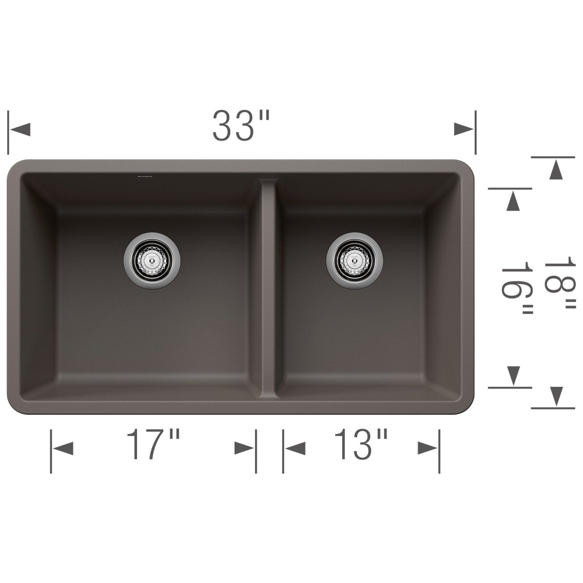 Blanco Precis 33 Inch Double Bowl Silgranit Undermount Kitchen Sink - 60/40