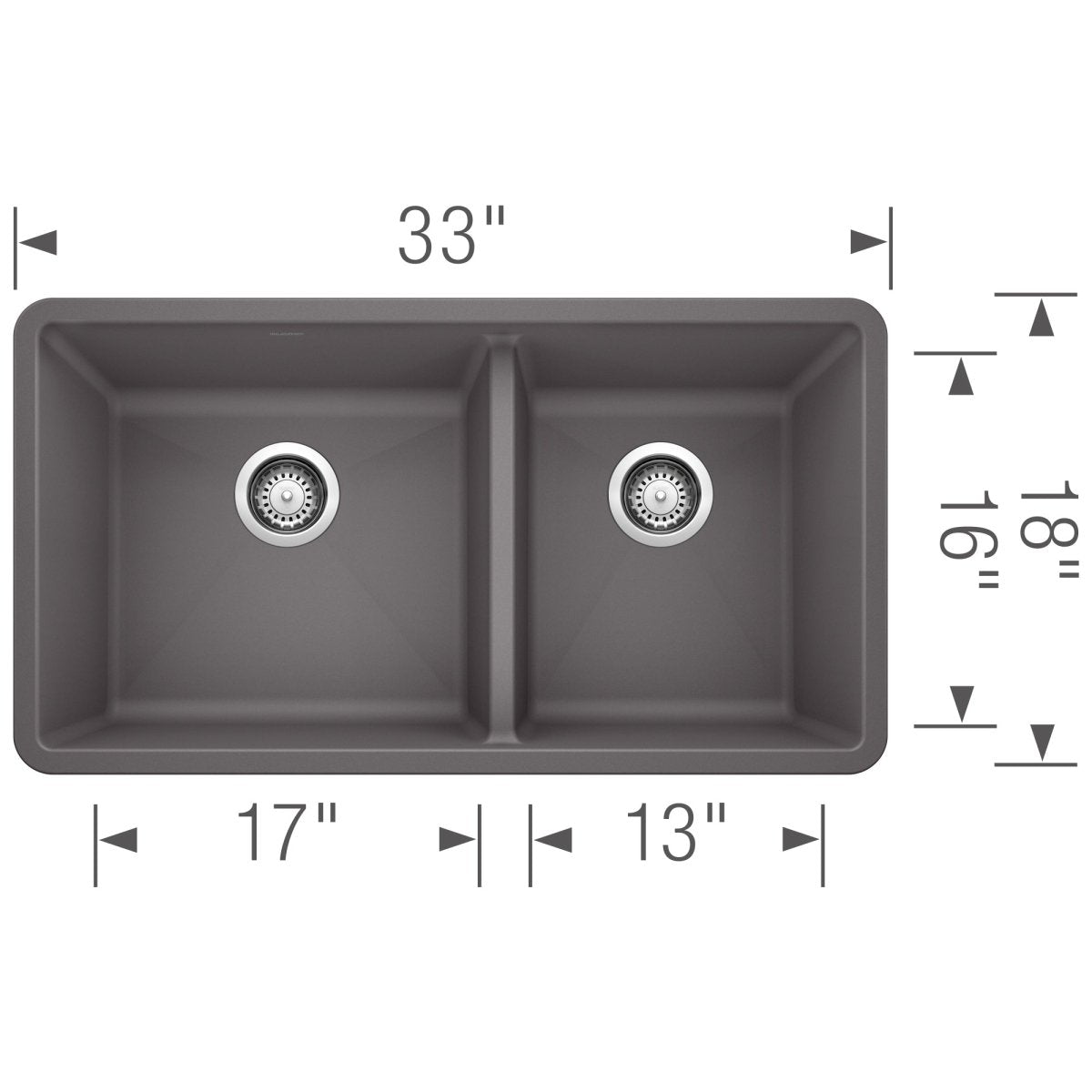 Blanco Precis 33 Inch Double Bowl Silgranit Undermount Kitchen Sink - 60/40