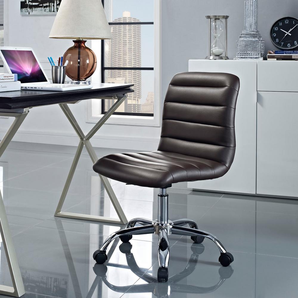 Modway Ripple Armless Mid Back Vinyl Swivel Computer Desk Office Chair - Computer Chair