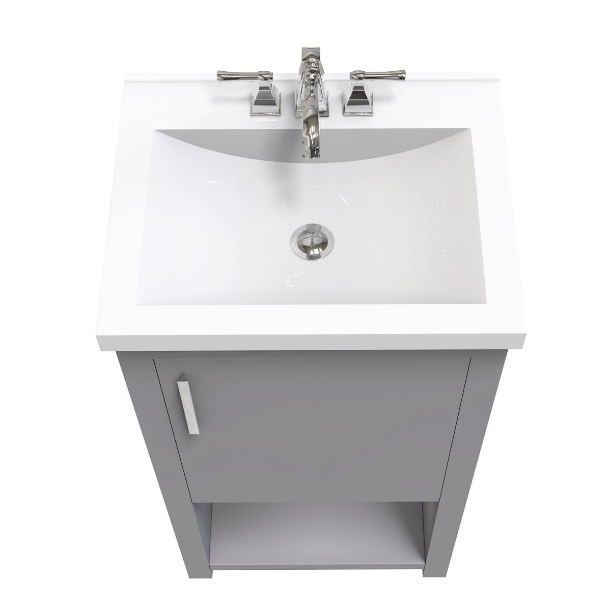 Bruce 18 In. Freestanding Solid Wood Bathroom Vanity with Crushed Marble Sink Top