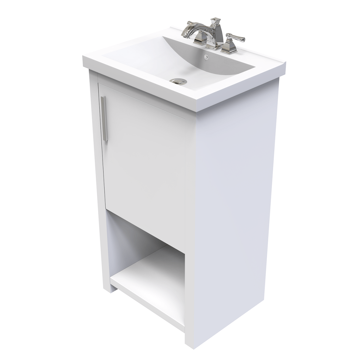 Bruce 18 In. Freestanding Solid Wood Bathroom Vanity with Crushed Marble Sink Top