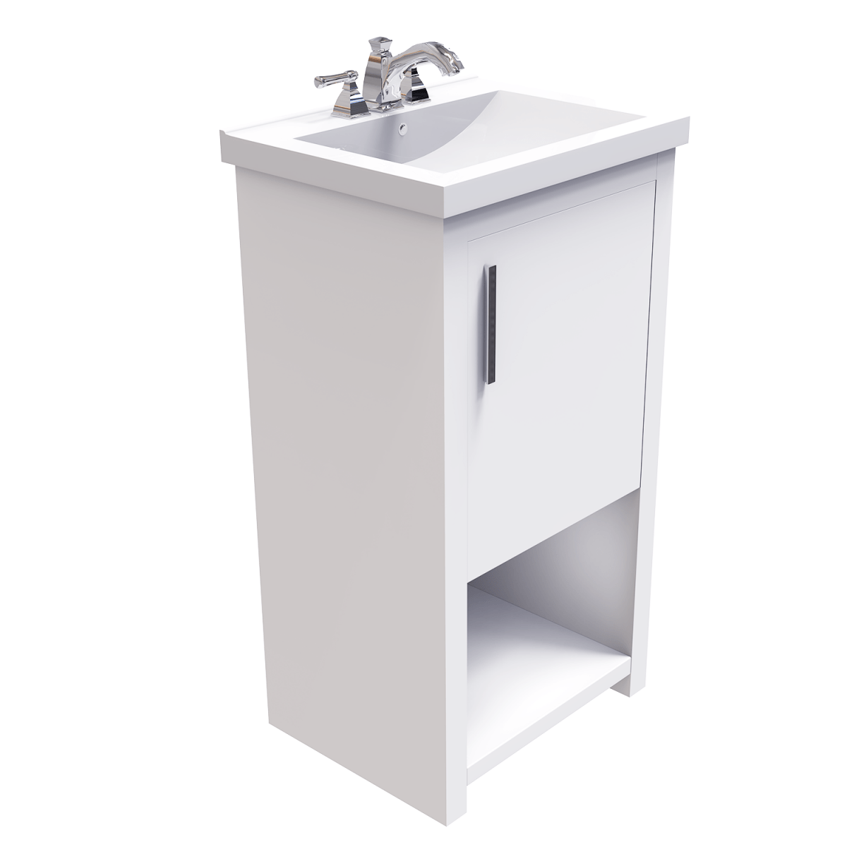 Bruce 18 In. Freestanding Solid Wood Bathroom Vanity with Crushed Marble Sink Top