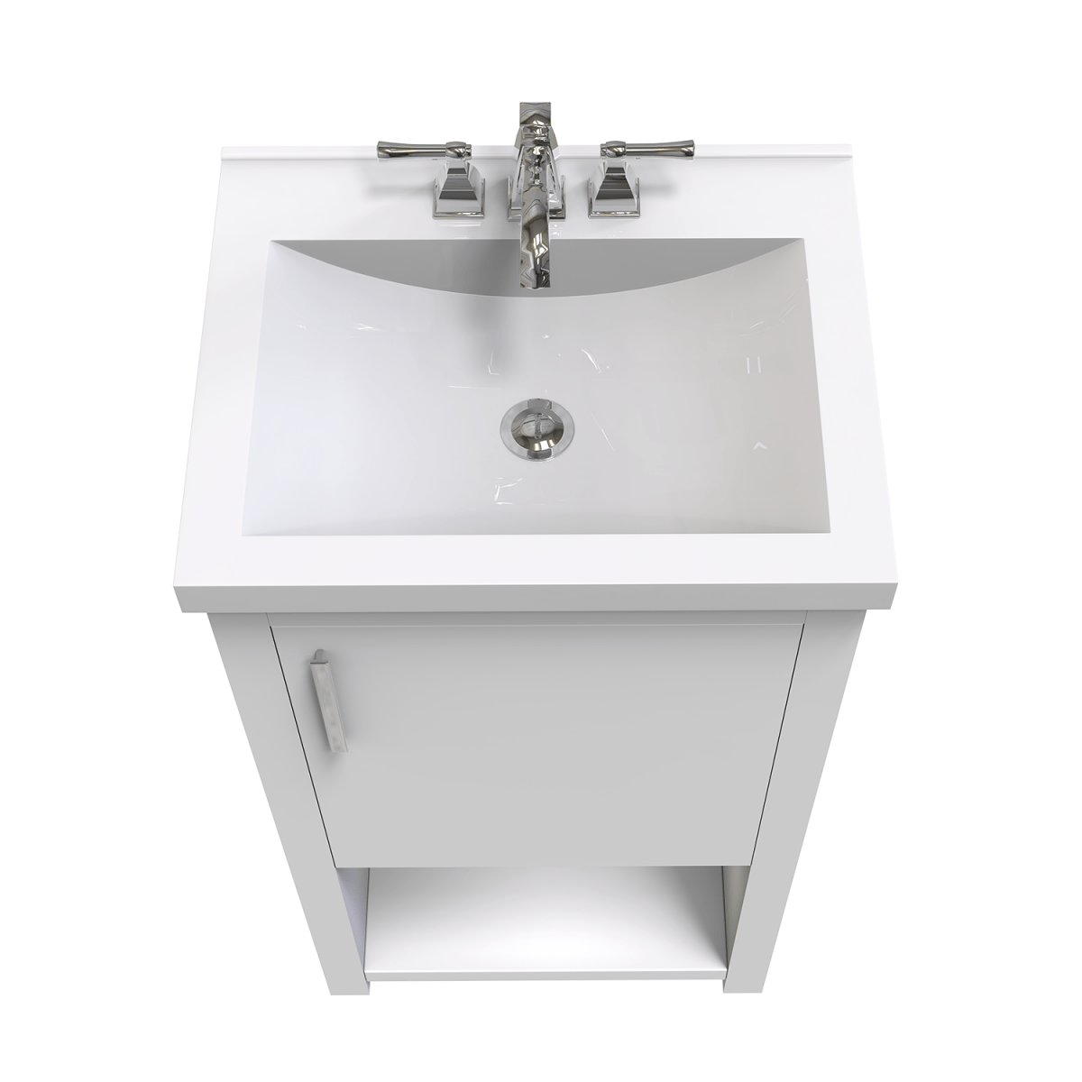 Bruce 18 In. Freestanding Solid Wood Bathroom Vanity with Crushed Marble Sink Top