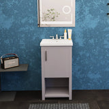 Bruce 18 In. Freestanding Solid Wood Bathroom Vanity with Crushed Marble Sink Top