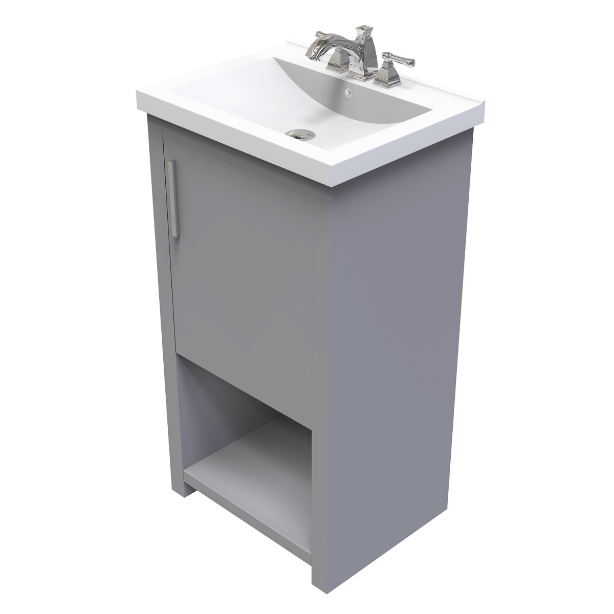Bruce 18 In. Freestanding Solid Wood Bathroom Vanity with Crushed Marble Sink Top