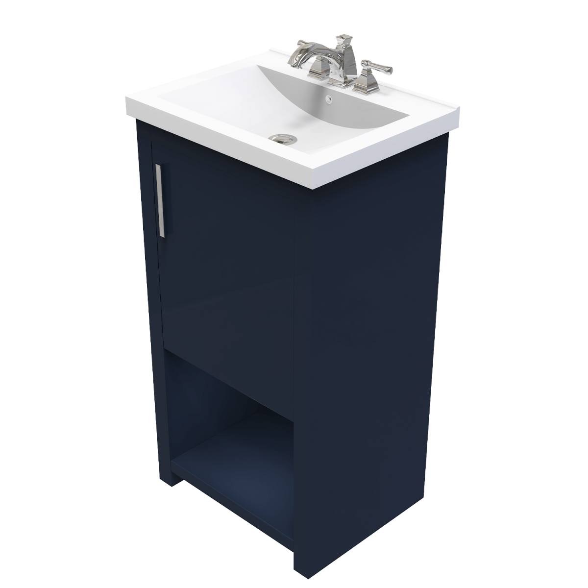 Bruce 18 In. Freestanding Solid Wood Bathroom Vanity with Crushed Marble Sink Top
