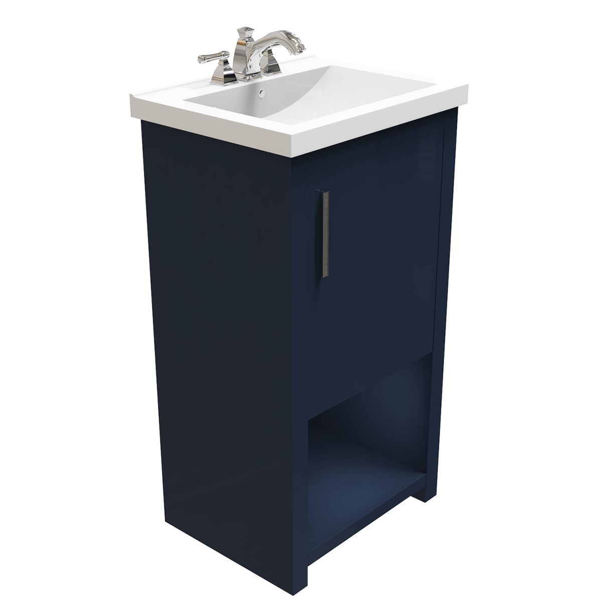 Bruce 18 In. Freestanding Solid Wood Bathroom Vanity with Crushed Marble Sink Top
