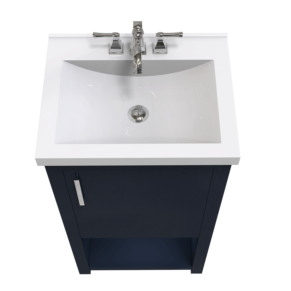 Bruce 18 In. Freestanding Solid Wood Bathroom Vanity with Crushed Marble Sink Top