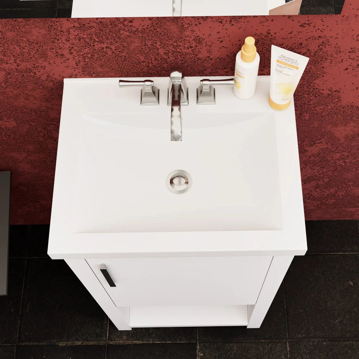 Bruce 18 In. Freestanding Solid Wood Bathroom Vanity with Crushed Marble Sink Top