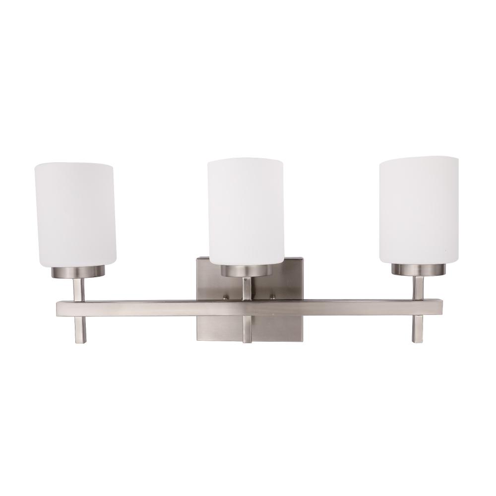 Brushed Nickel Bathroom Light Fixtures with Opal Glass Shades, Wall Mount, 4000K (Cool White), Vanity Lighting, ETL Listed, Cylinder Shape Bath Bar Light