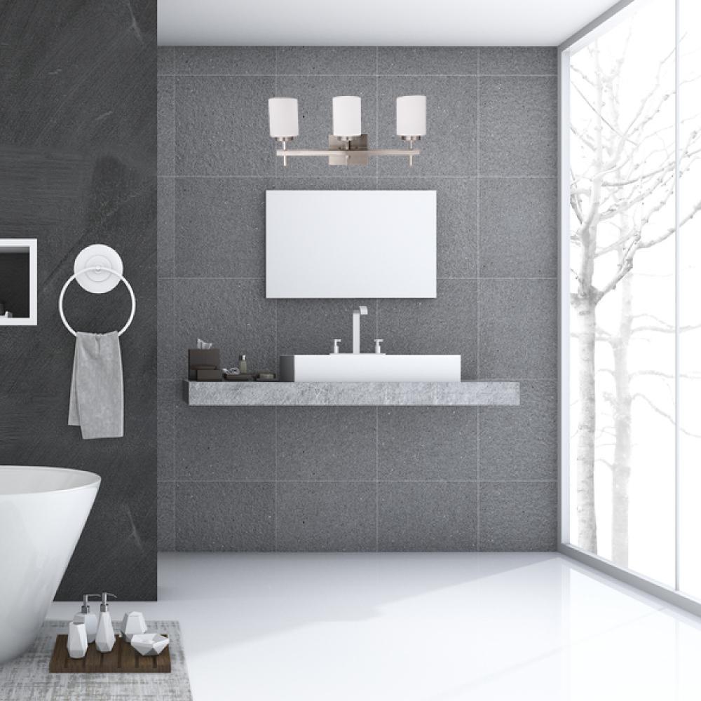 Brushed Nickel Bathroom Light Fixtures with Opal Glass Shades, Wall Mount, 4000K (Cool White), Vanity Lighting, ETL Listed, Cylinder Shape Bath Bar Light