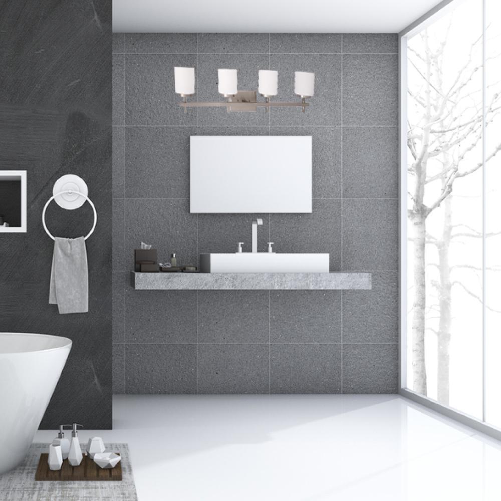 Brushed Nickel Bathroom Light Fixtures with Opal Glass Shades, Wall Mount, 4000K (Cool White), Vanity Lighting, ETL Listed, Cylinder Shape Bath Bar Light