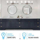 Brushed Nickel Bathroom Light Fixtures with Opal Glass Shades, Wall Mount, 4000K (Cool White), Vanity Lighting, ETL Listed, Cylinder Shape Bath Bar Light