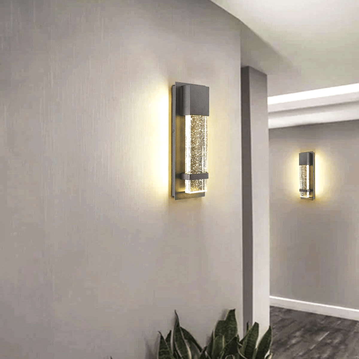 Bubble Glass LED Indoor Outdoor Wall Sconce Light, 12W, Dimmable, 4000K, 600lm, ETL Listed(Wet Location), For Front Door, Doorway, Foyer, Corridor, Balcony, Patio and Porch