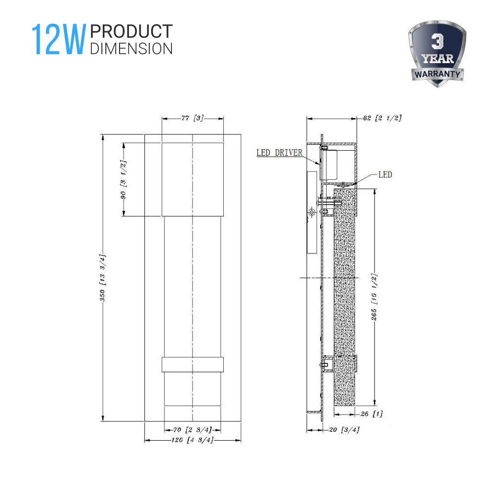 Bubble Glass LED Indoor Outdoor Wall Sconce Light, 12W, Dimmable, 4000K, 600lm, ETL Listed(Wet Location), For Front Door, Doorway, Foyer, Corridor, Balcony, Patio and Porch