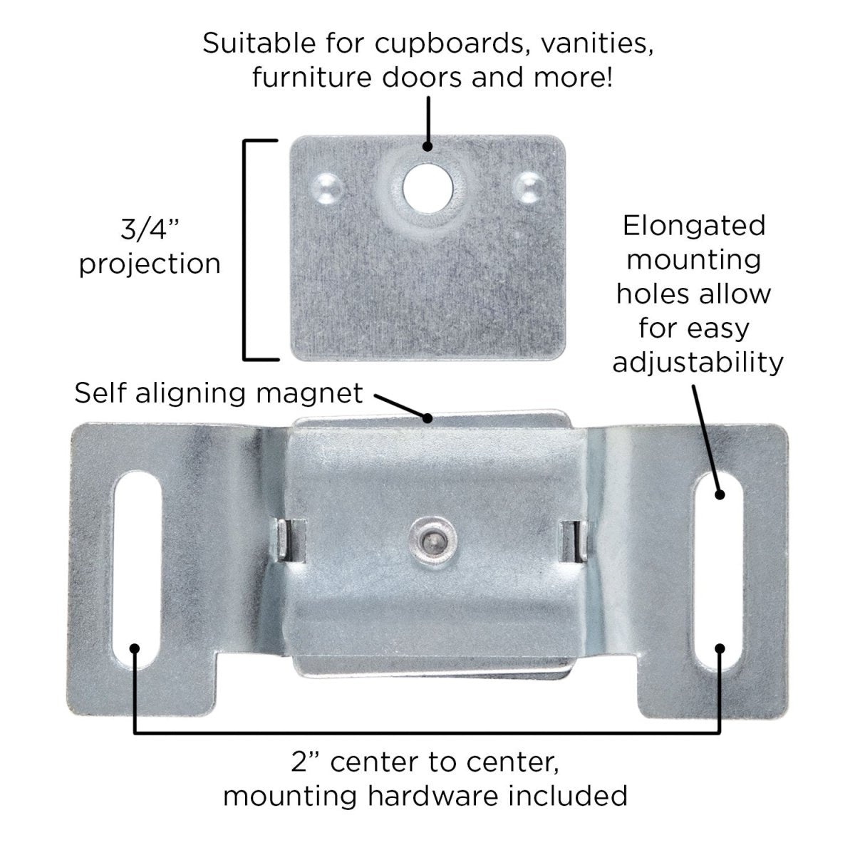 Cabinet Catch 2 Inch Center to Center in Cadmium - Hickory Hardware