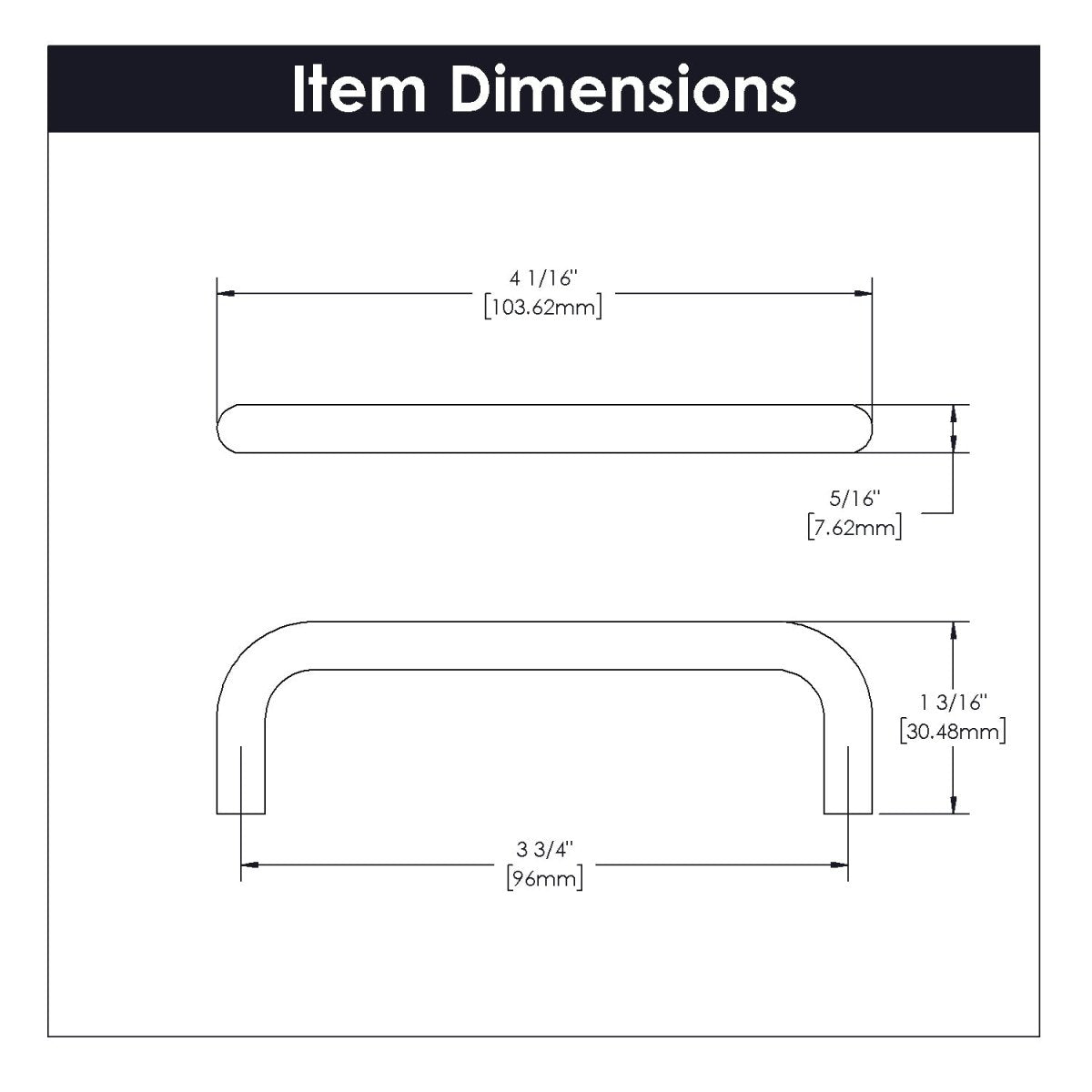 cabinet handles 3-3/4 Inch (96mm) Center to Center - Wire Pulls Collection