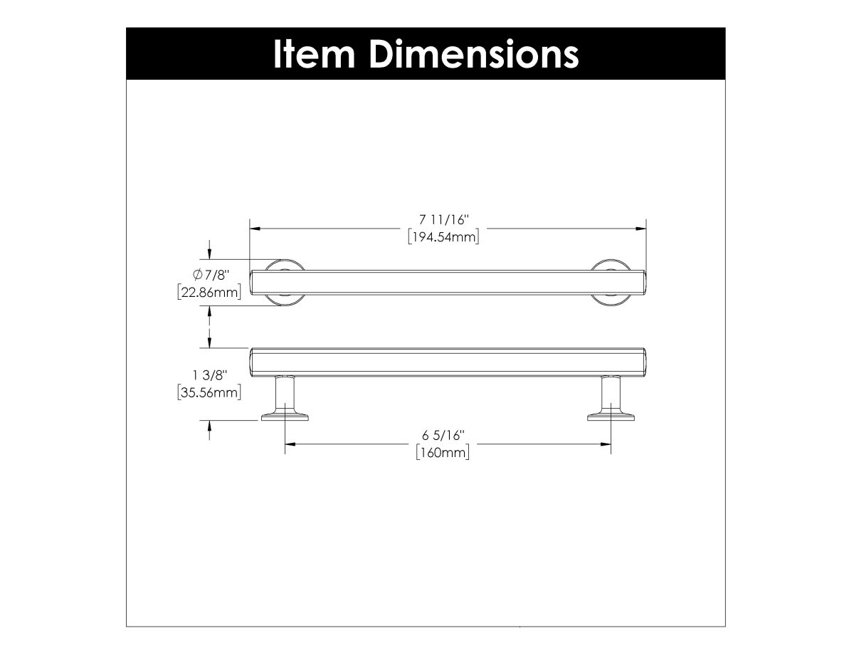 Cabinet Handles 6-5/16 Inch (160mm) Center to Center - Hickory Hardware