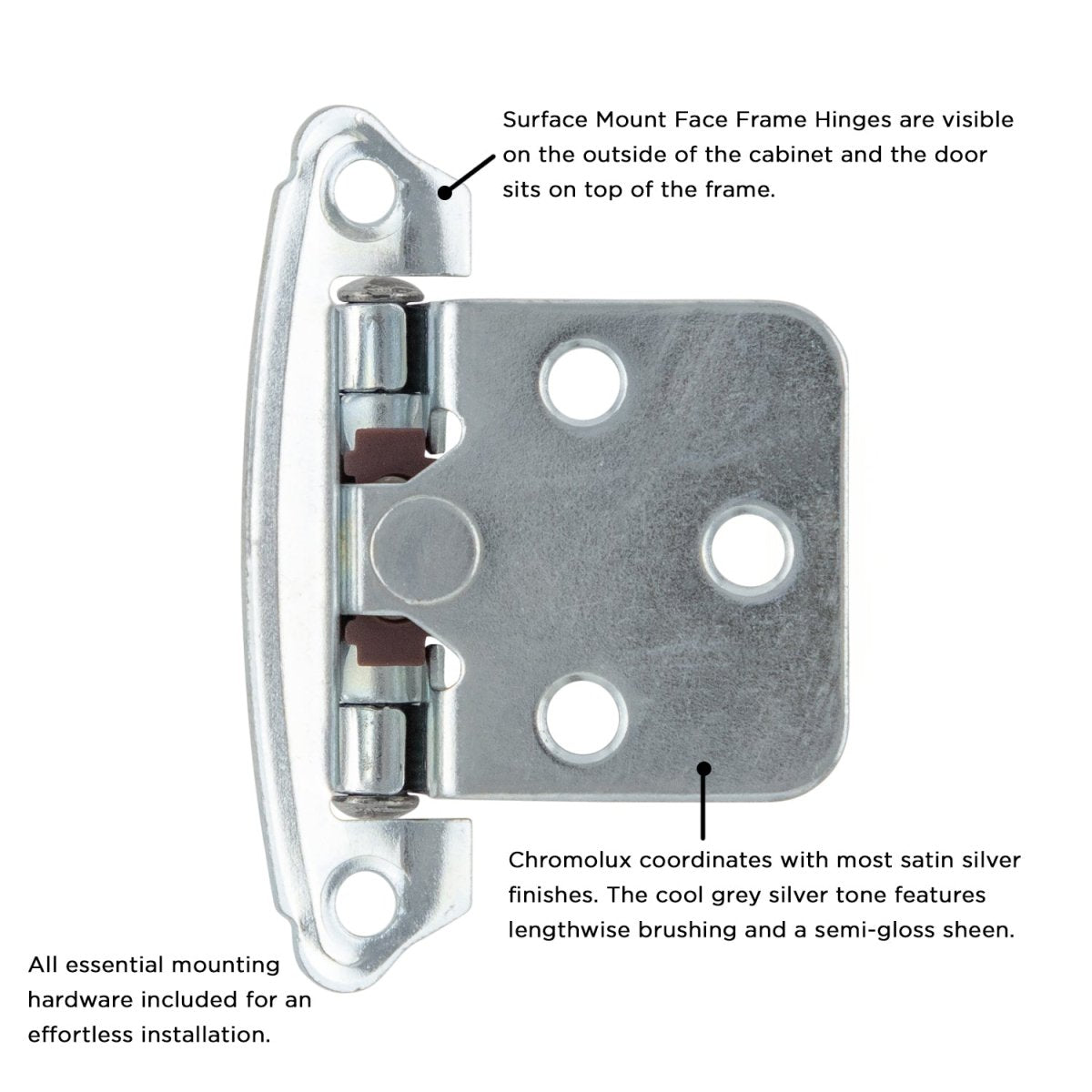 Cabinet Hinge Flush Surface Face Frame Self-Close (2 Hinges/Per Pack) - Hickory Hardware