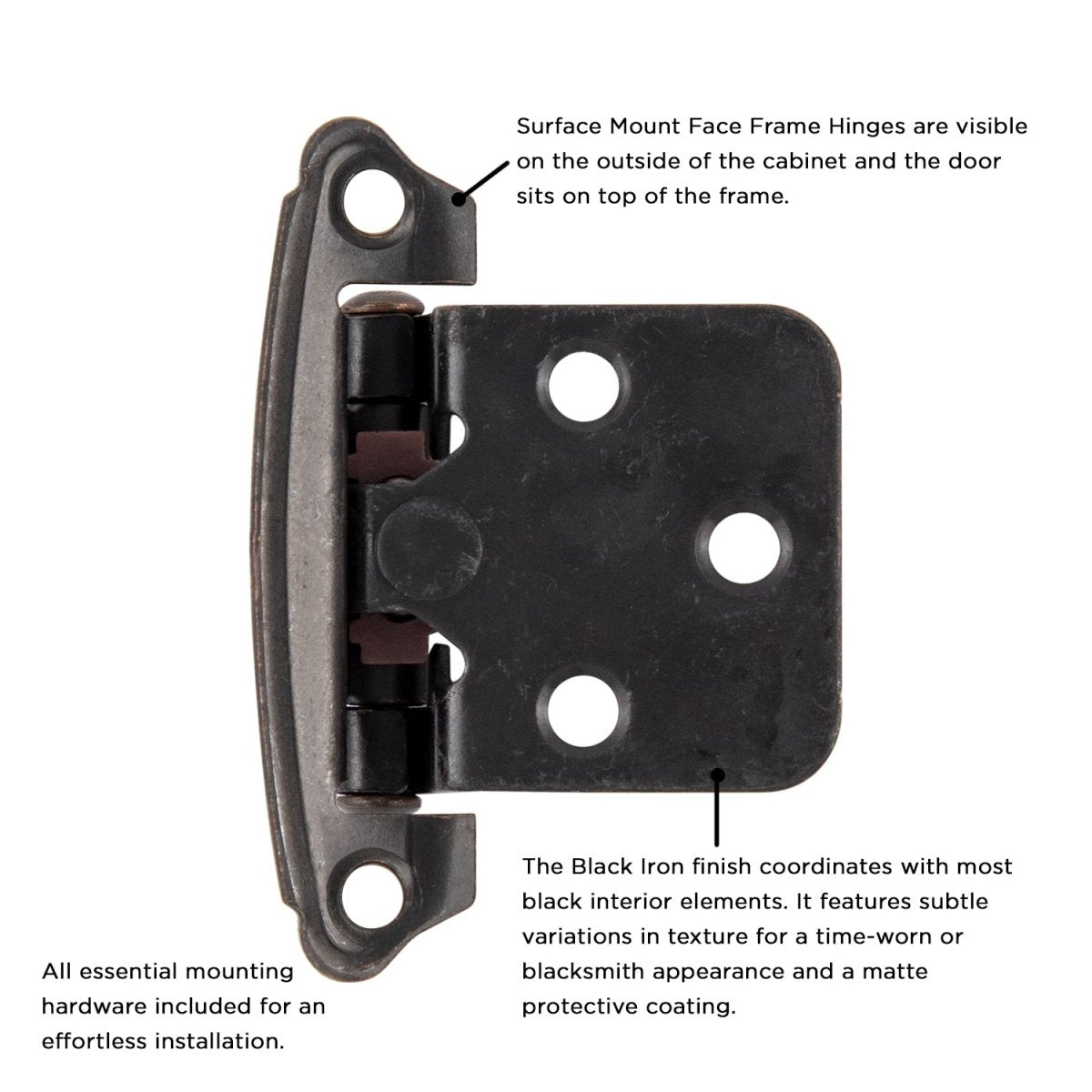 Cabinet Hinge Flush Surface Face Frame Self-Close (2 Hinges/Per Pack) - Hickory Hardware