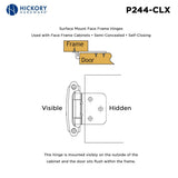 Cabinet Hinge Flush Surface Face Frame Self-Close (2 Hinges/Per Pack) - Hickory Hardware