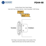 Cabinet Hinge Flush Surface Face Frame Self-Close (2 Hinges/Per Pack) - Hickory Hardware