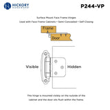 Cabinet Hinge Flush Surface Face Frame Self-Close (2 Hinges/Per Pack) - Hickory Hardware