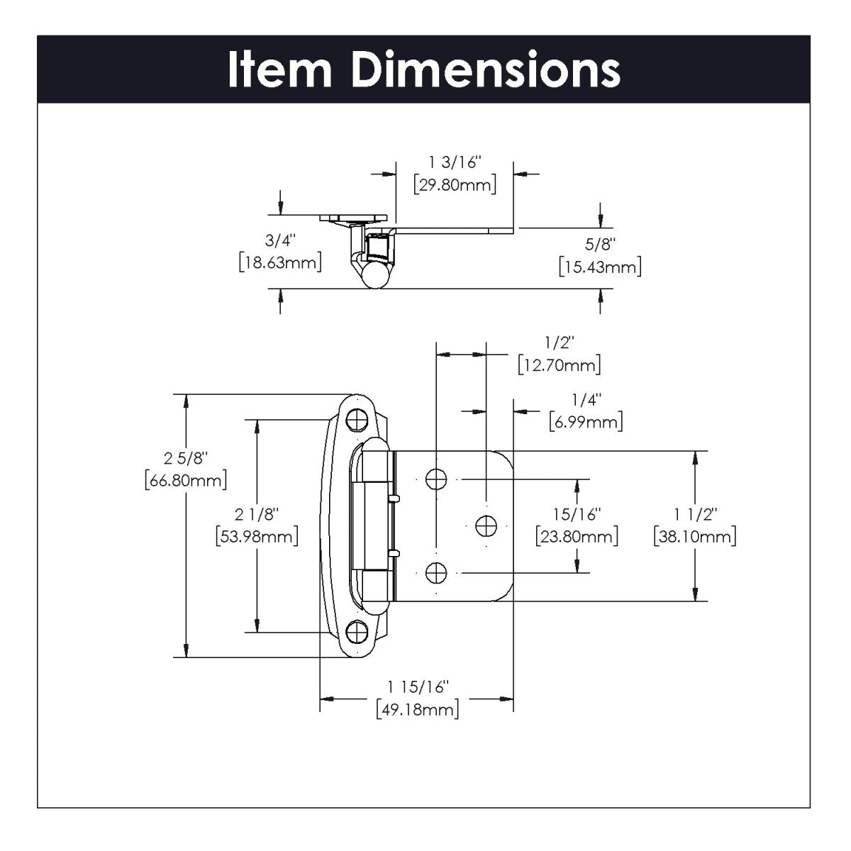 Cabinet Hinge Flush Surface Face Frame Self-Close (2 Hinges/Per Pack) - Hickory Hardware