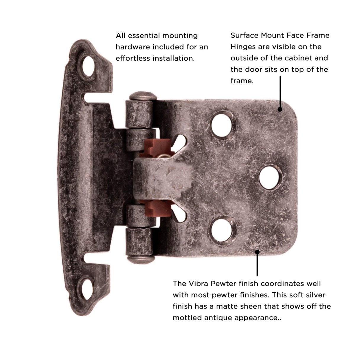 Cabinet Hinge Flush Surface Face Frame Self-Close (2 Hinges/Per Pack) - Hickory Hardware