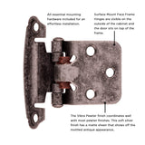Cabinet Hinge Flush Surface Face Frame Self-Close (2 Hinges/Per Pack) - Hickory Hardware