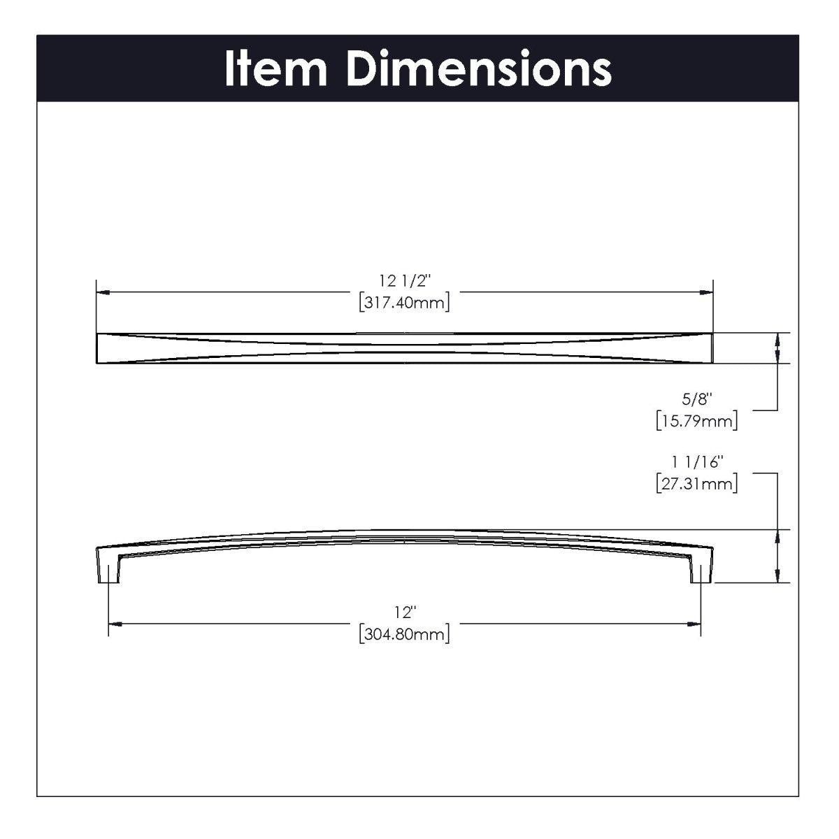 Cabinet Pull 12 Inch Center to Center - Hickory Hardware
