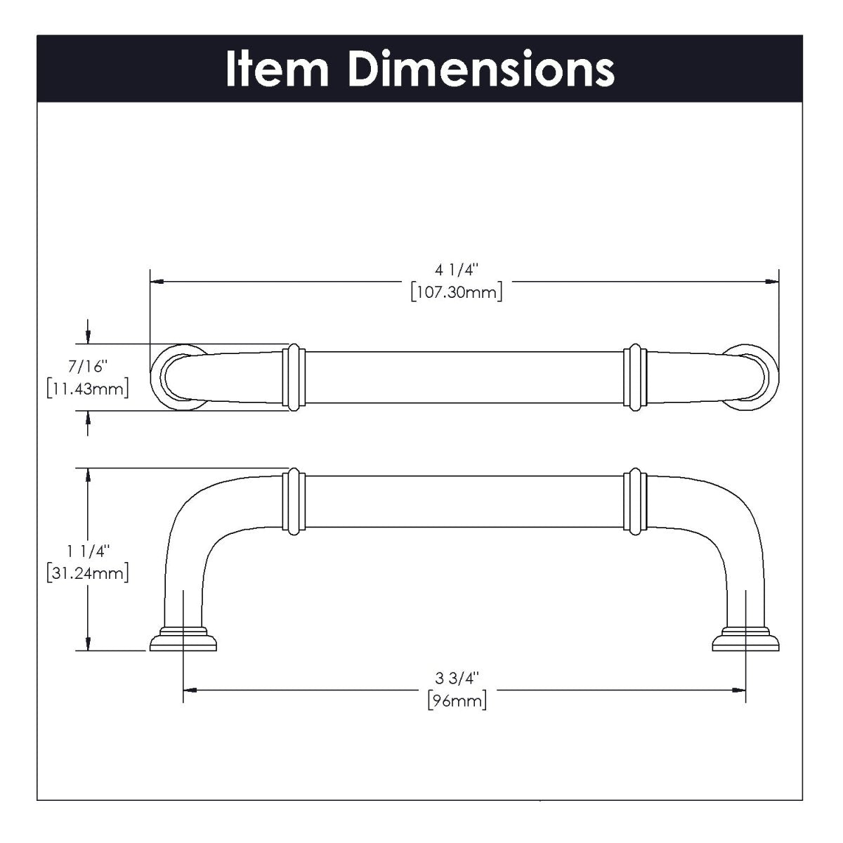 Cabinet Pull 3-3/4 Inch (96mm) Center to Center - Cottage Collection