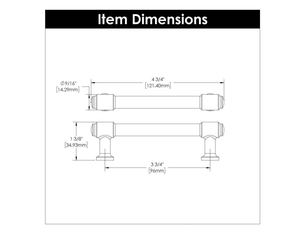 Cabinet Pull 3-3/4 Inch (96mm) Center to Center - Hickory Hardware