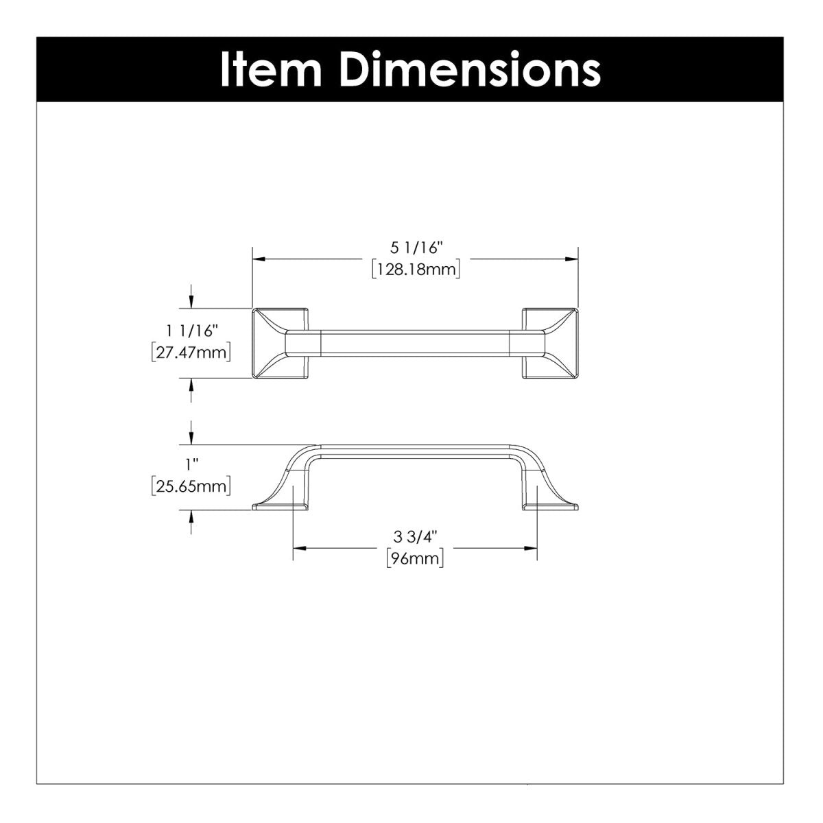 Cabinet Pull 3-3/4 Inch (96mm) Center to Center - Hickory Hardware