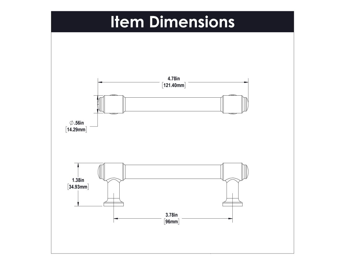 Cabinet Pull 3-3/4 Inch (96mm) Center to Center - Hickory Hardware