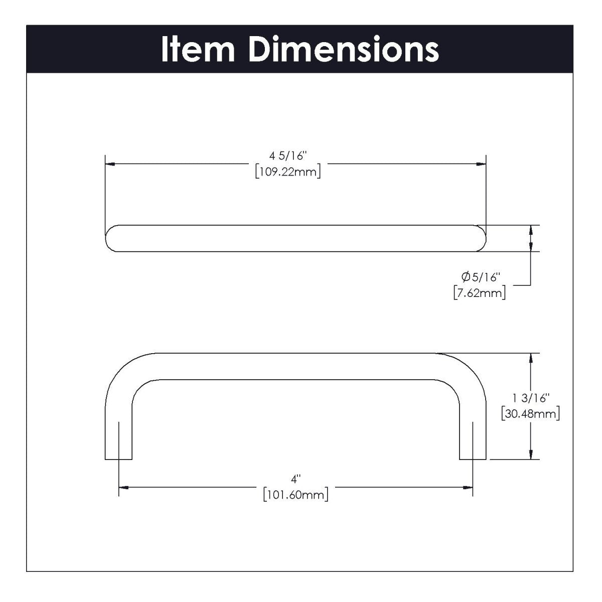 Cabinet Pull 4 Inch Center to Center in Matte Black- Wire Pulls Collection