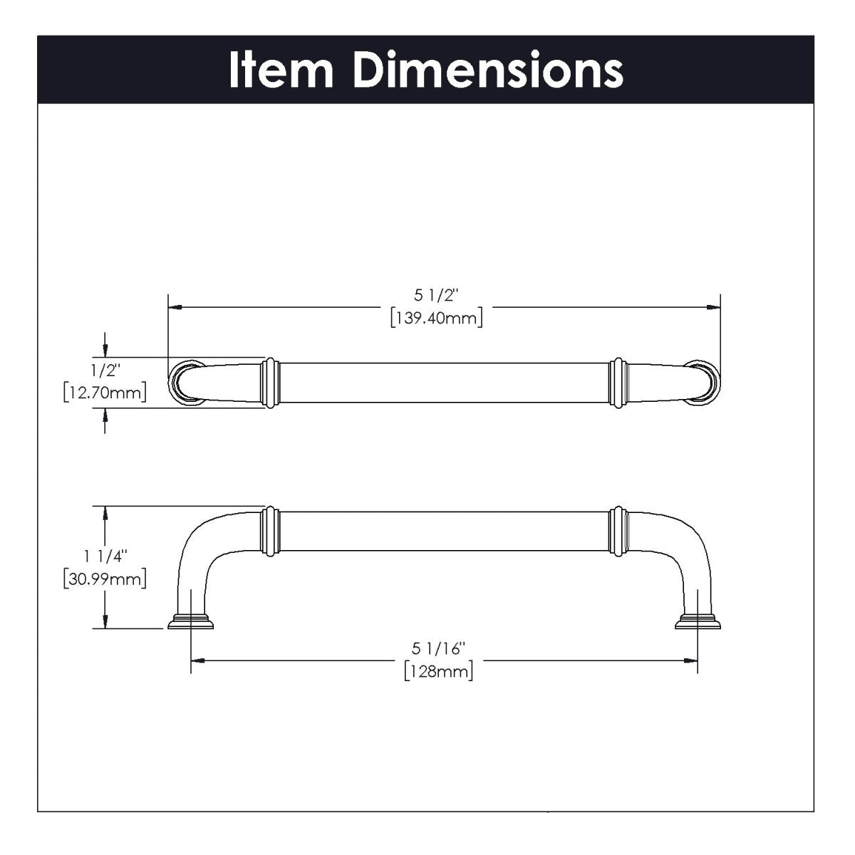 Cabinet Pull 5-1/16 Inch (128mm) Center to Center - Cottage Collection