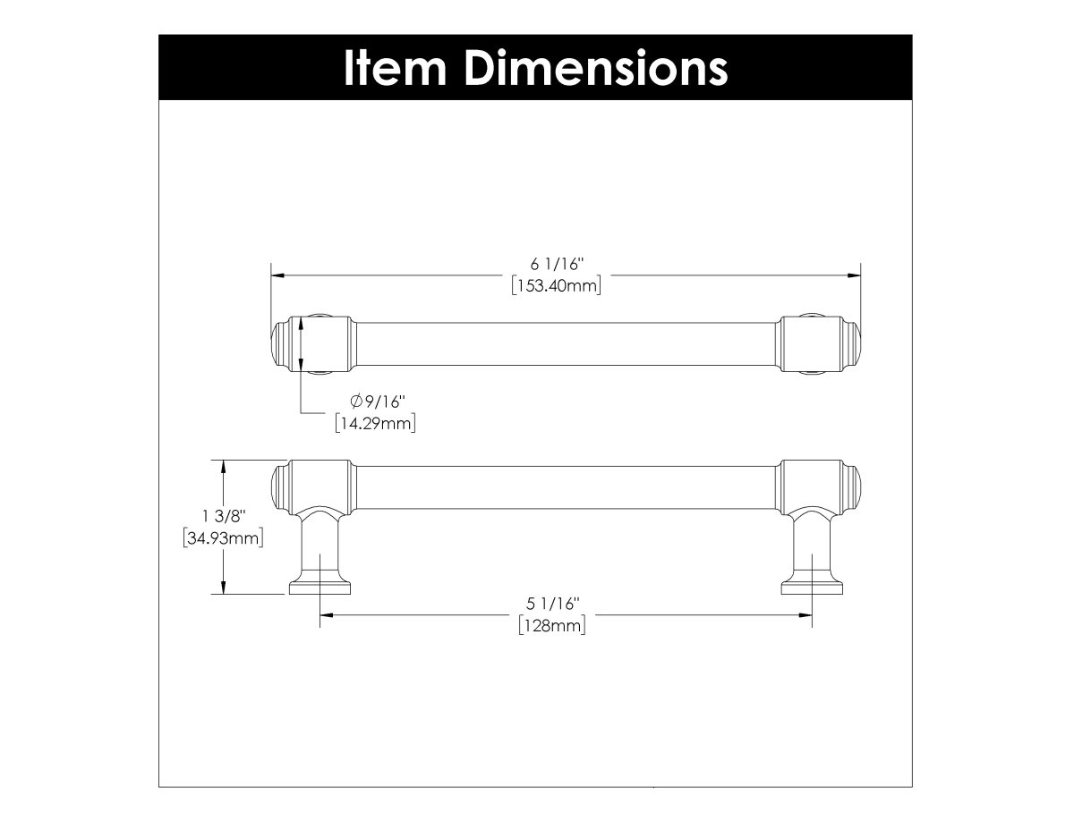 Cabinet Pull 5-1/16 Inch (128mm) Center to Center - Hickory Hardware