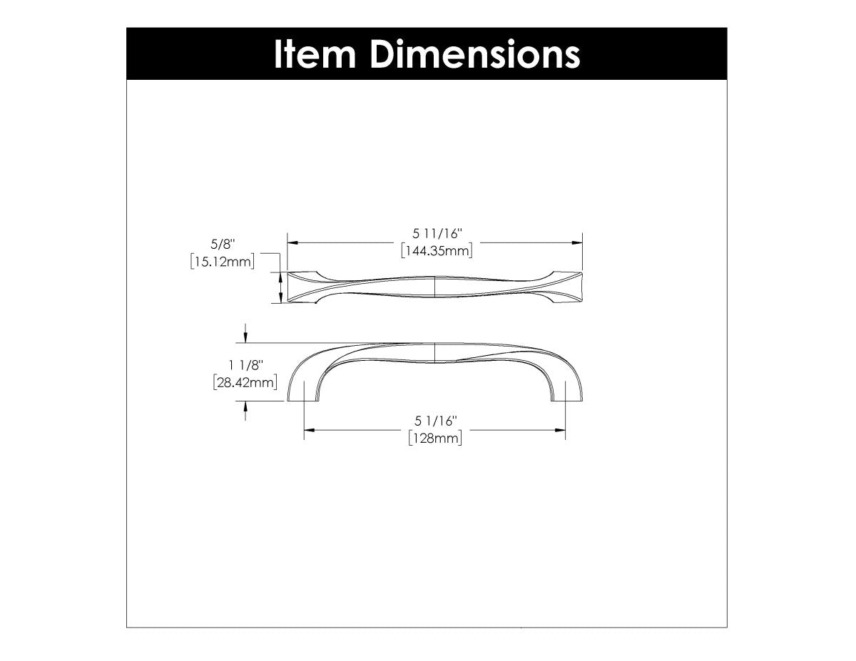 Cabinet Pull 5-1/16 Inch (128mm) Center to Center - Hickory Hardware