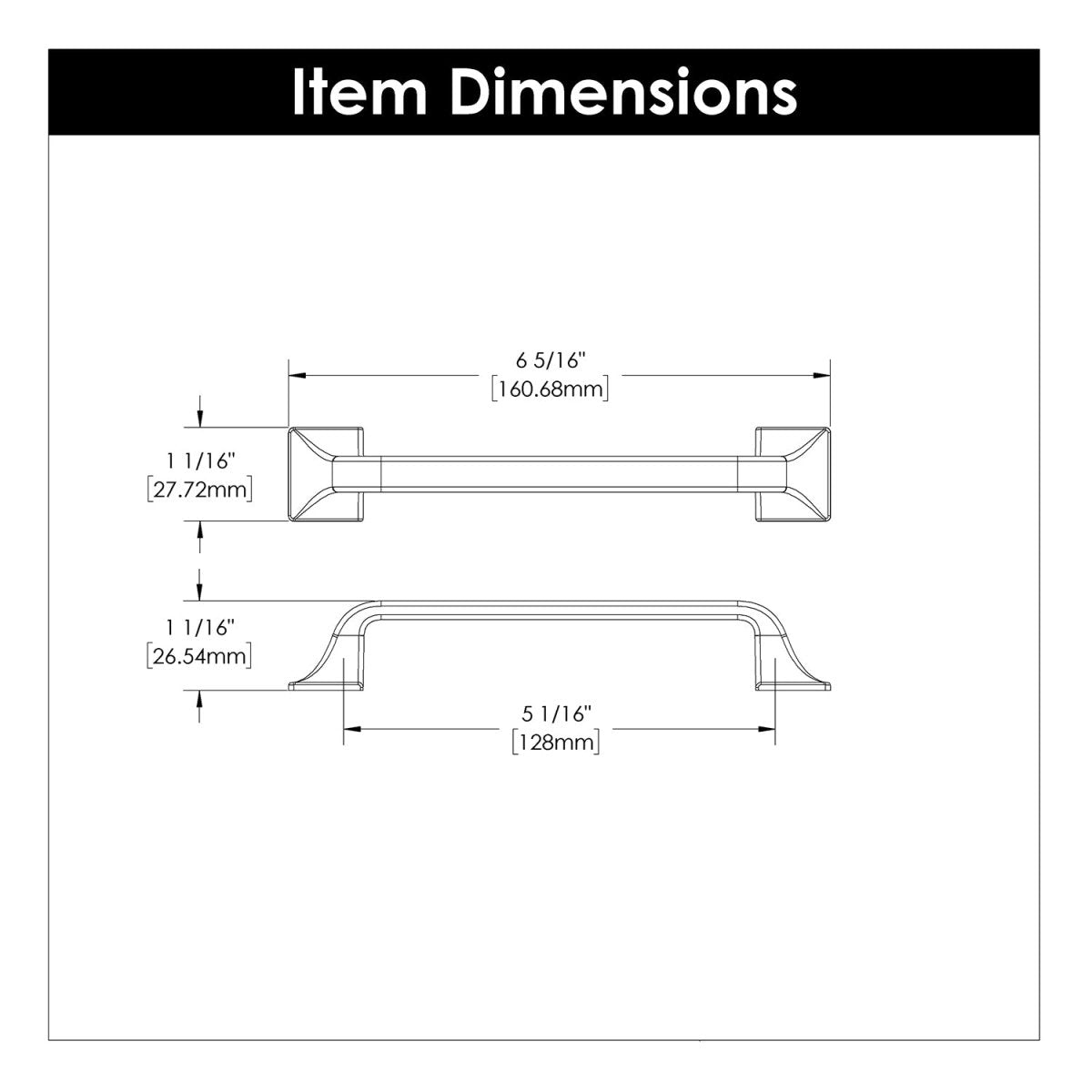 Cabinet Pull 5-1/16 Inch (128mm) Center to Center - Hickory Hardware