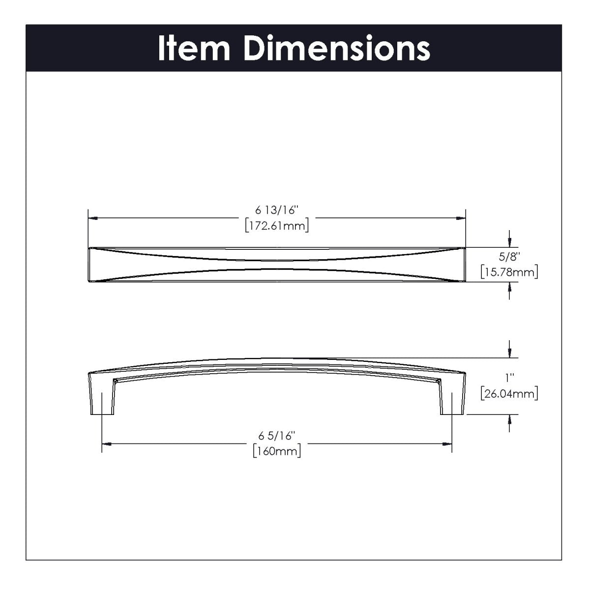 Cabinet Pull 6-5/16 Inch (160mm) Center to Center - Hickory Hardware
