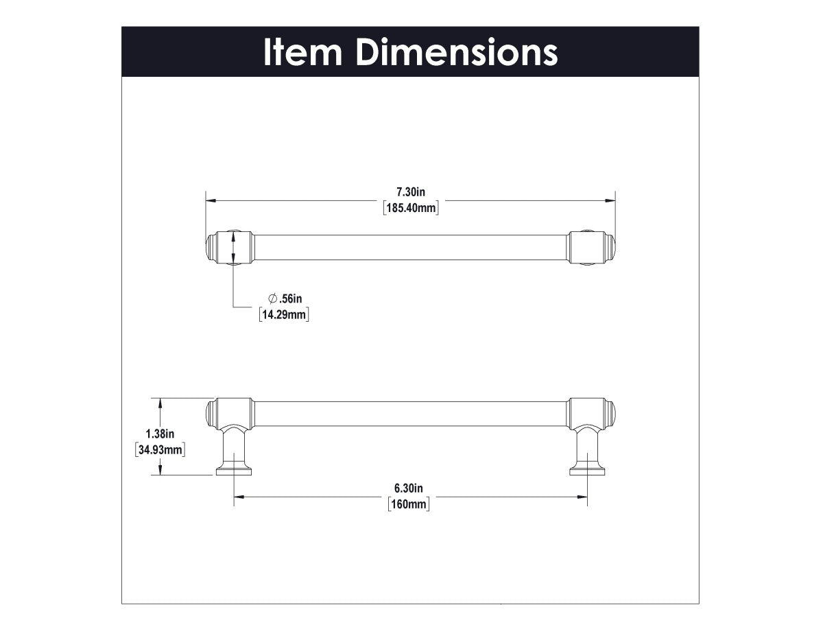 Cabinet Pull 6-5/16 Inch (160mm) Center to Center - Hickory Hardware