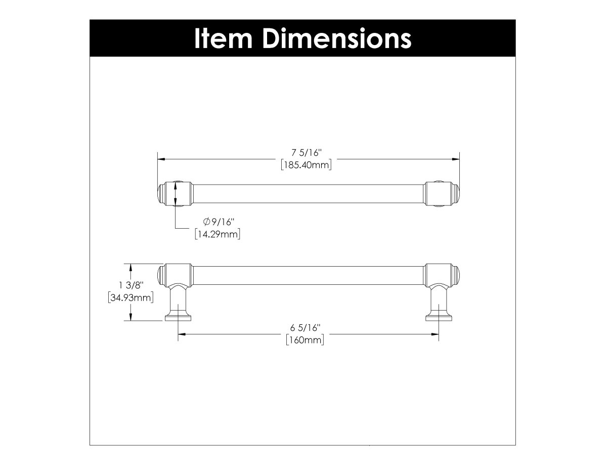 Cabinet Pull 6-5/16 Inch (160mm) Center to Center - Hickory Hardware