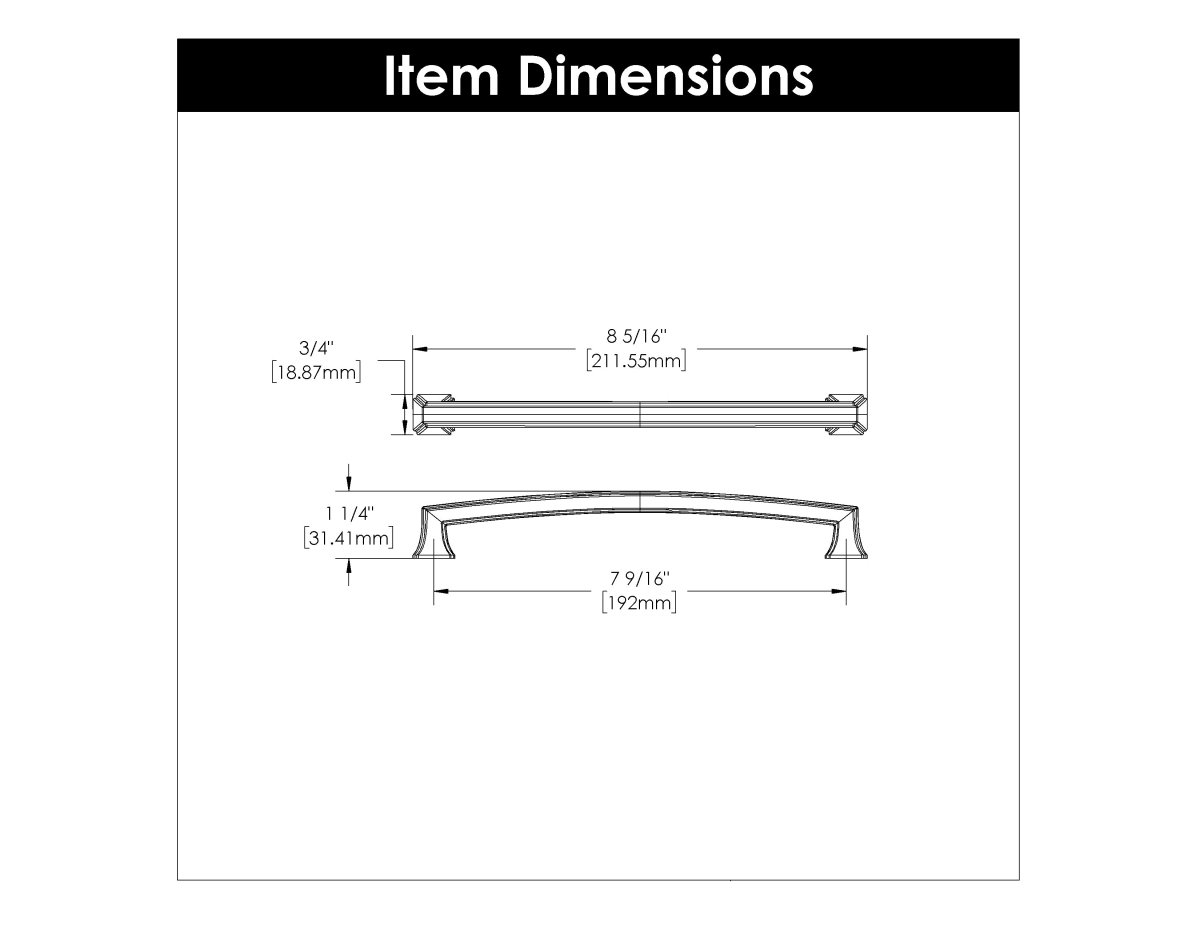 Cabinet Pull 7-9/16 Inch (192mm) Center to Center - Bridges Collection