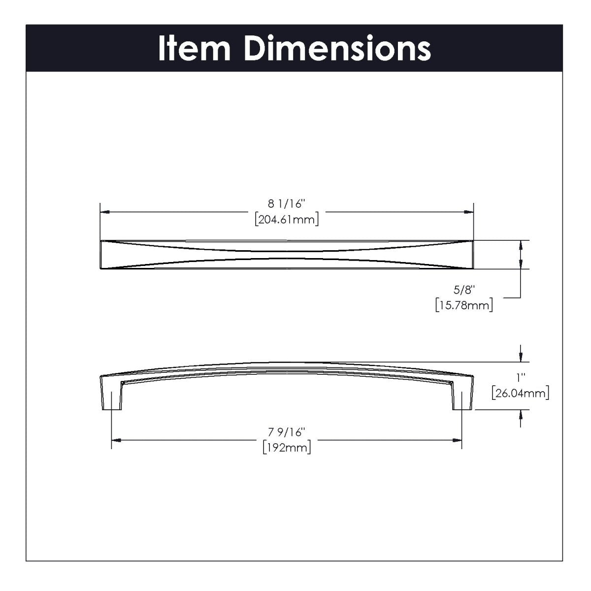 Cabinet Pull 7-9/16 Inch (192mm) Center to Center - Hickory Hardware