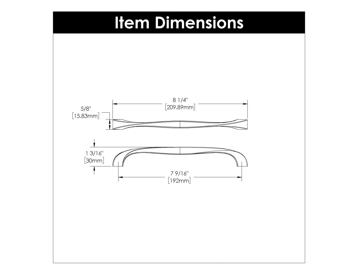 Cabinet Pull 7-9/16 Inch (192mm) Center to Center - Hickory Hardware
