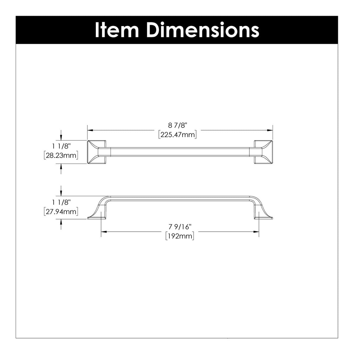 Cabinet Pull 7-9/16 Inch (192mm) Center to Center - Hickory Hardware